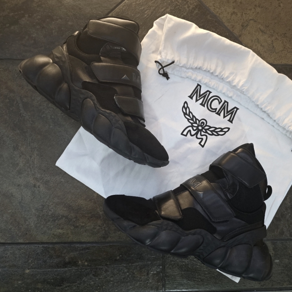 MCM 'HIMMEL' Black Hi-Top ITALIAN Sneakers w/ Triple Strap ☆ Size 42/ 8.5M/ 10W